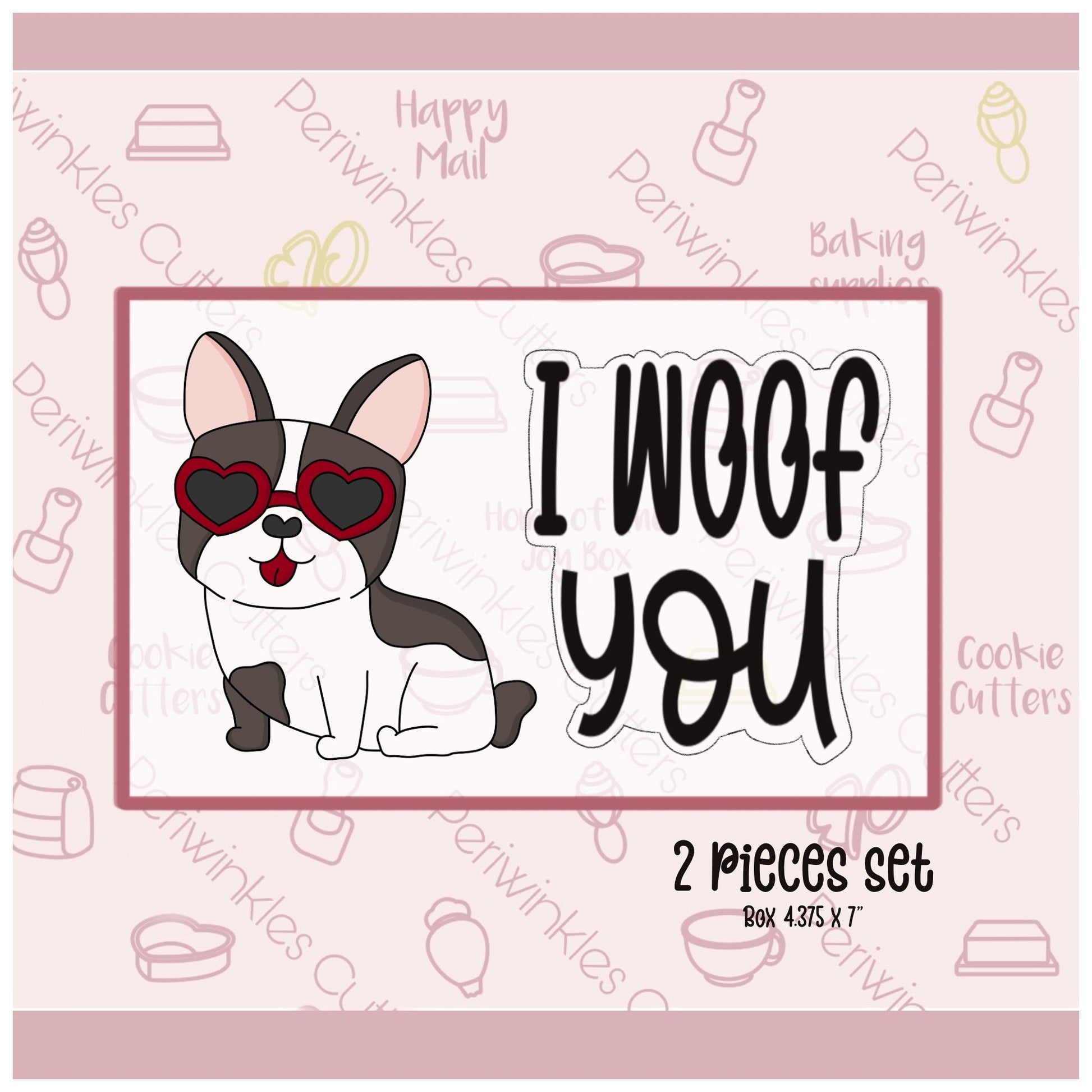 I Woof You Set of 2 Cookie Cutter - Periwinkles Cutters