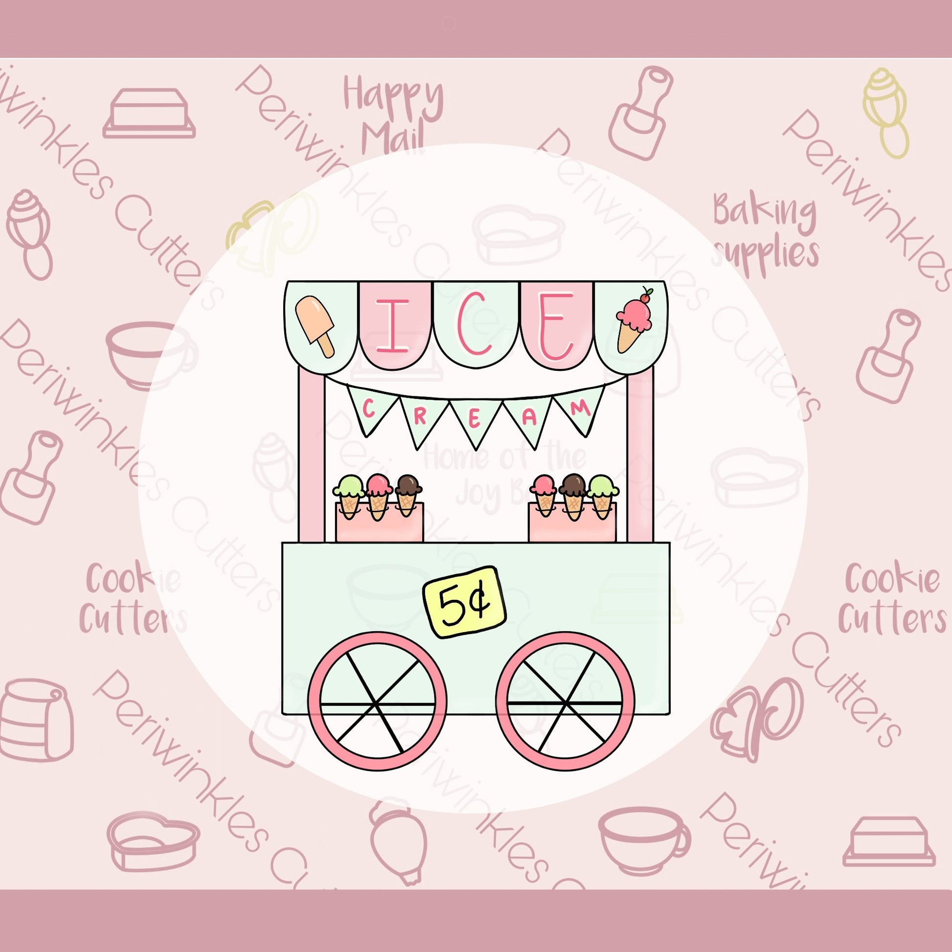 Ice Cream Cart Cookie Cutter - Periwinkles Cutters