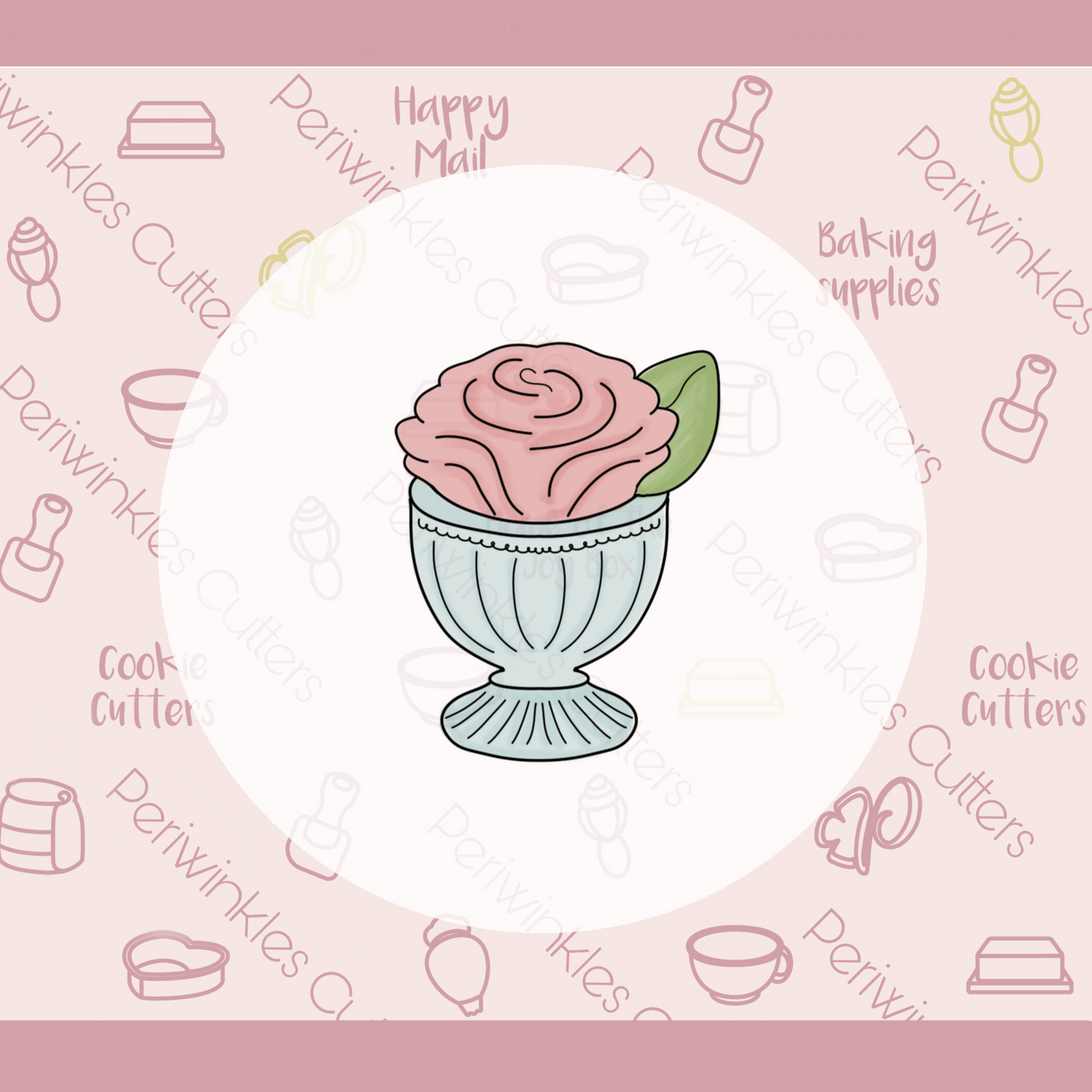Pedestal Rose Cookie Cutter - Periwinkles Cookie Cutters 