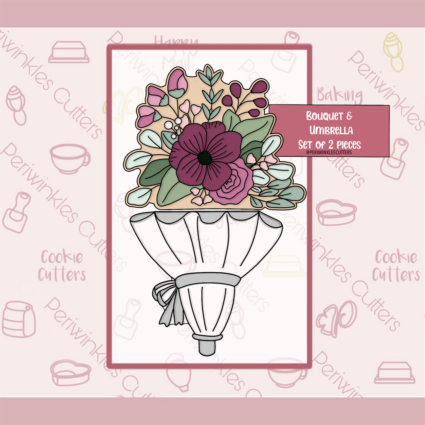 Bouquet Topper - Add on to Set of 2 Cookie Cutter - Periwinkles Cookie Cutters 