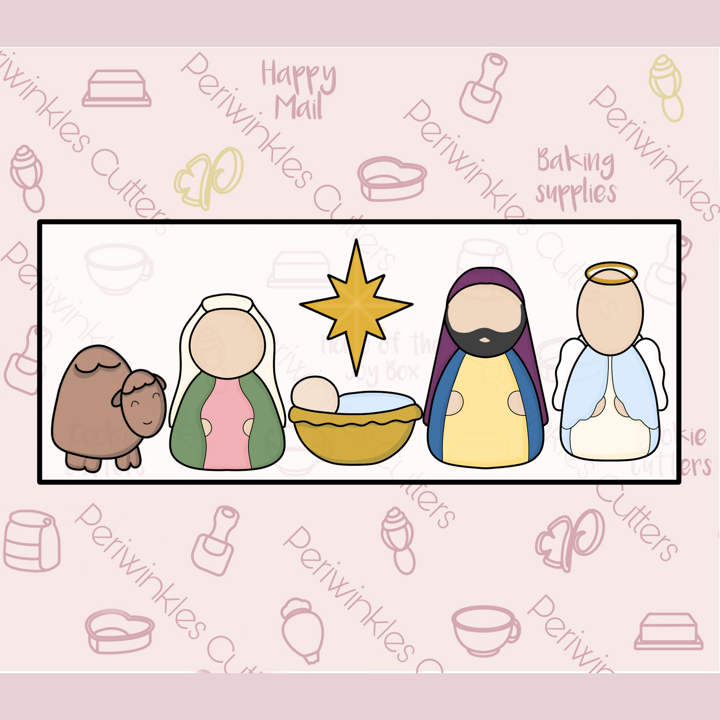 Nativity Scene Set of 10 Tallish Cookie Cutters - Periwinkles Cookie Cutters 