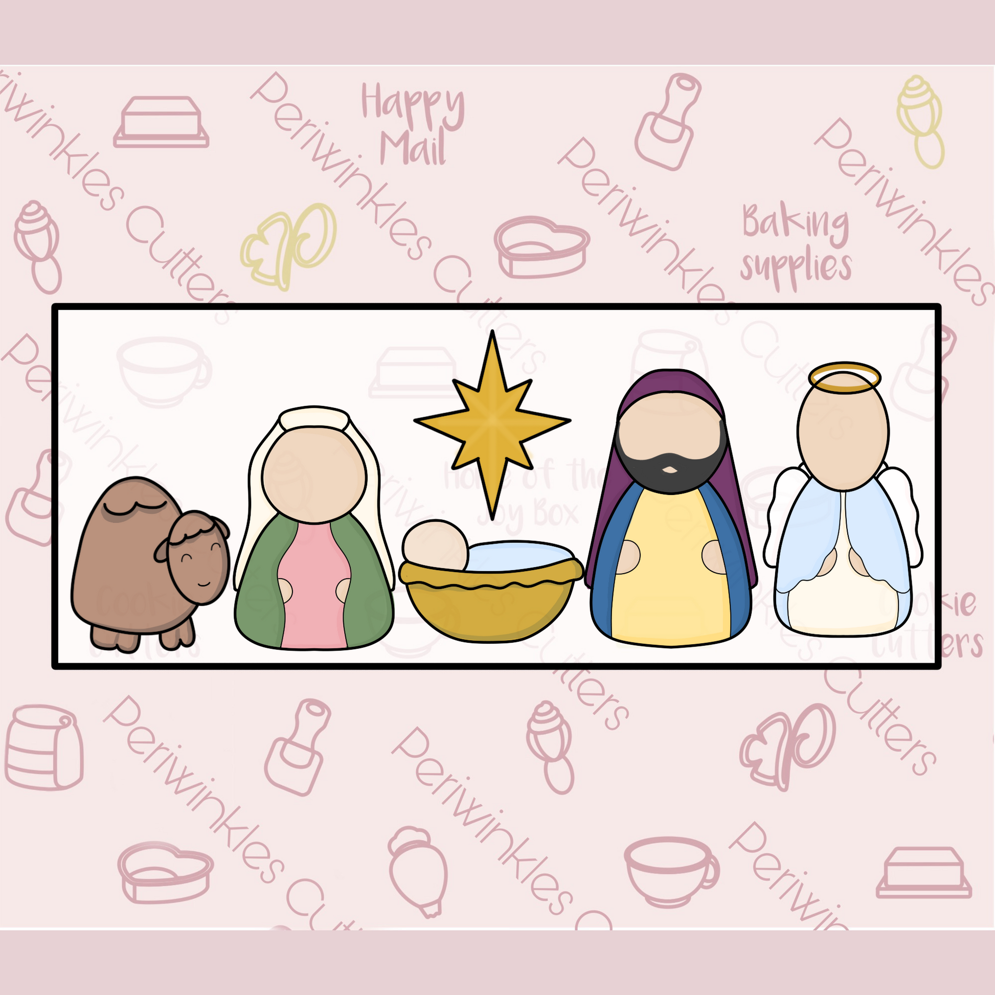 Nativity Scene Set of 10 Tallish Cookie Cutters - Periwinkles Cookie Cutters 