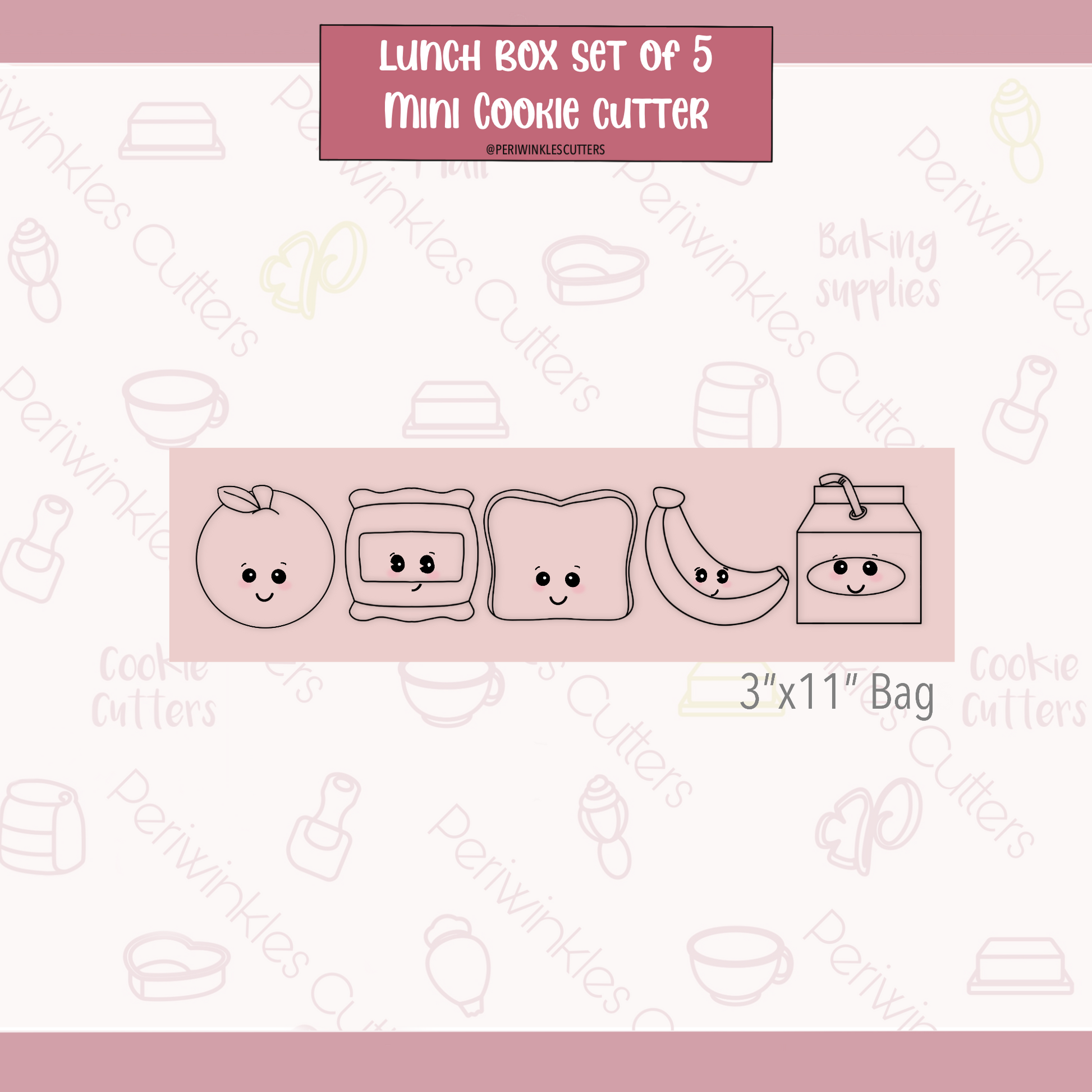 Lunch Box Set of 5 Cookie Cutter - Periwinkles Cookie Cutters 