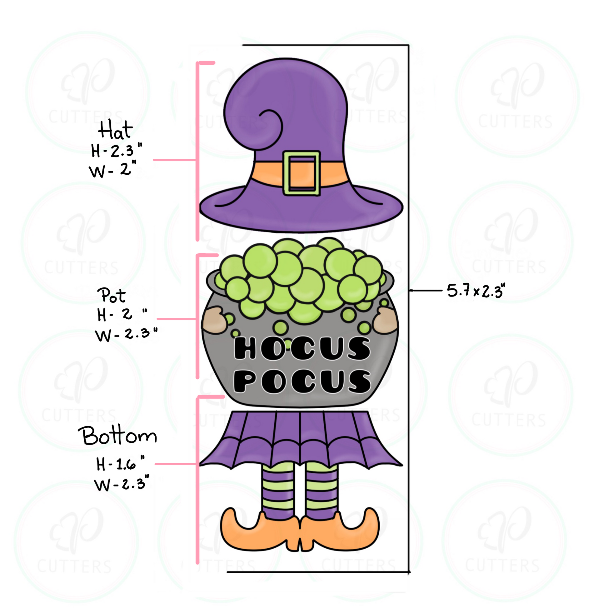 Witch Girl 3 Pieces Set Cookie Cutter - Periwinkles Cookie Cutters