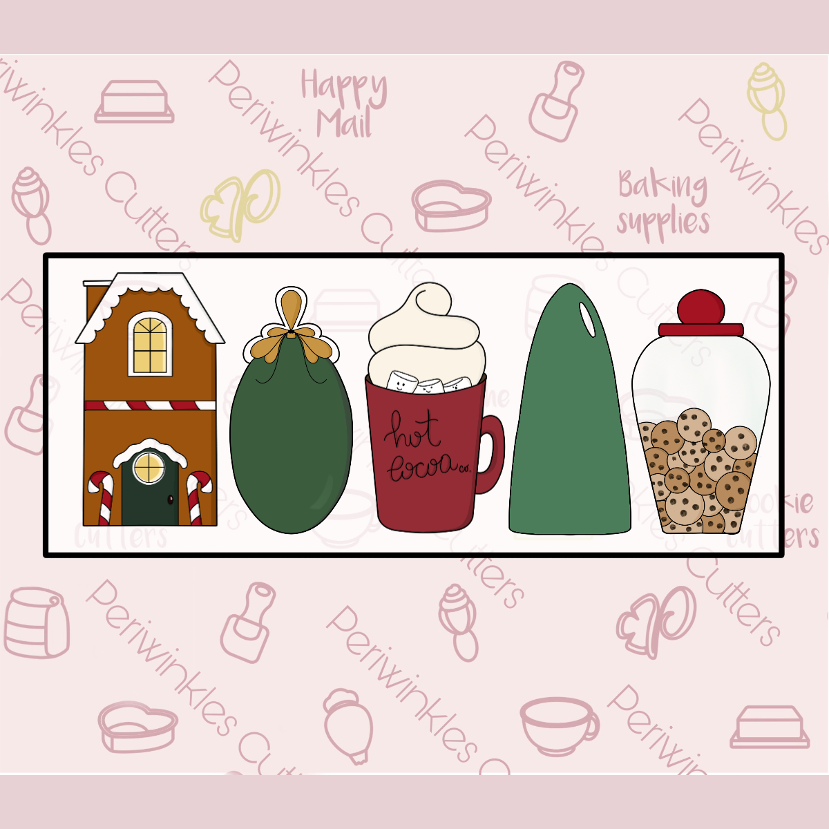 Oval Halo Cassie Tallish Holiday Cookie Cutter - Periwinkles Cookie Cutters 