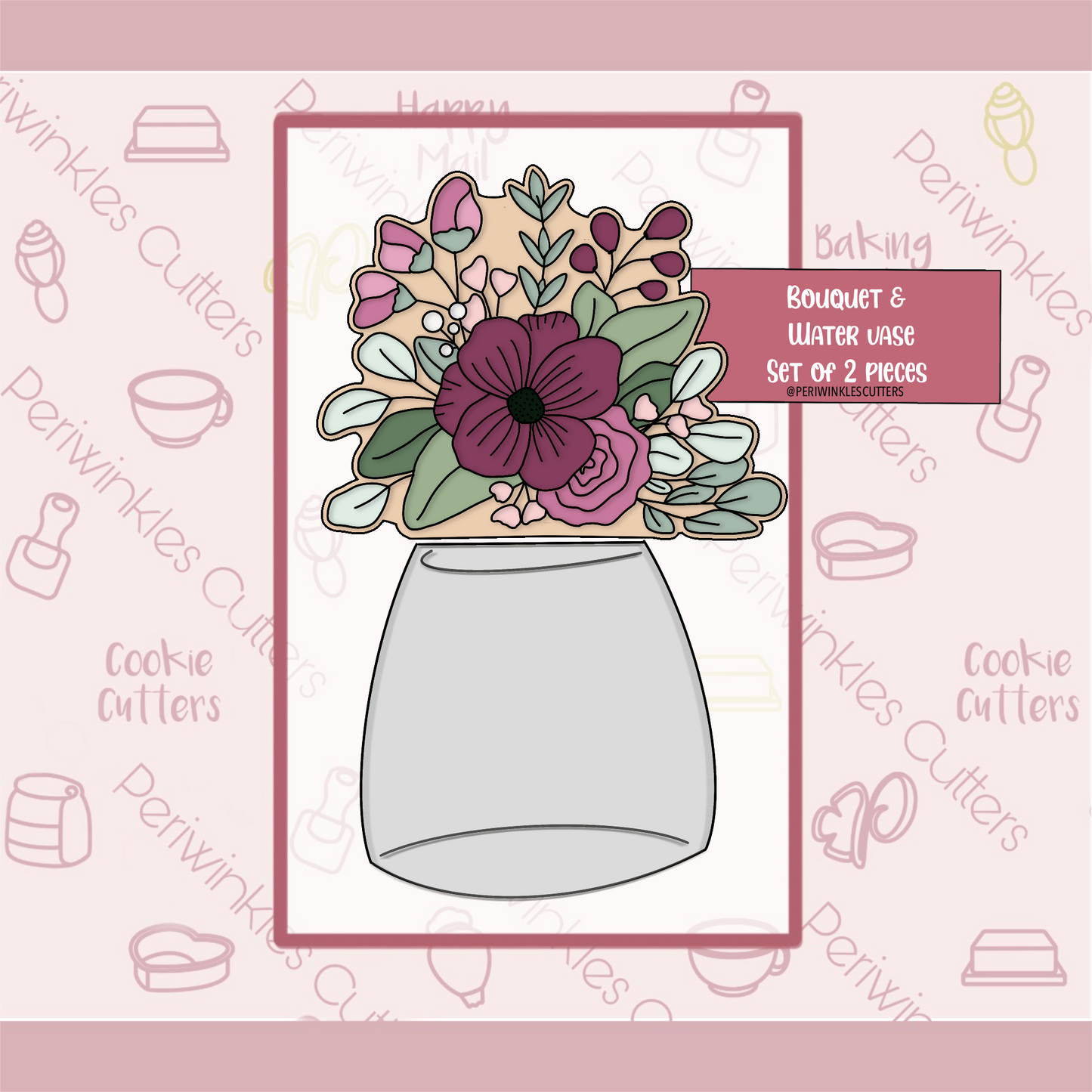 Bouquet Topper - Add on to Set of 2 Cookie Cutter - Periwinkles Cookie Cutters 