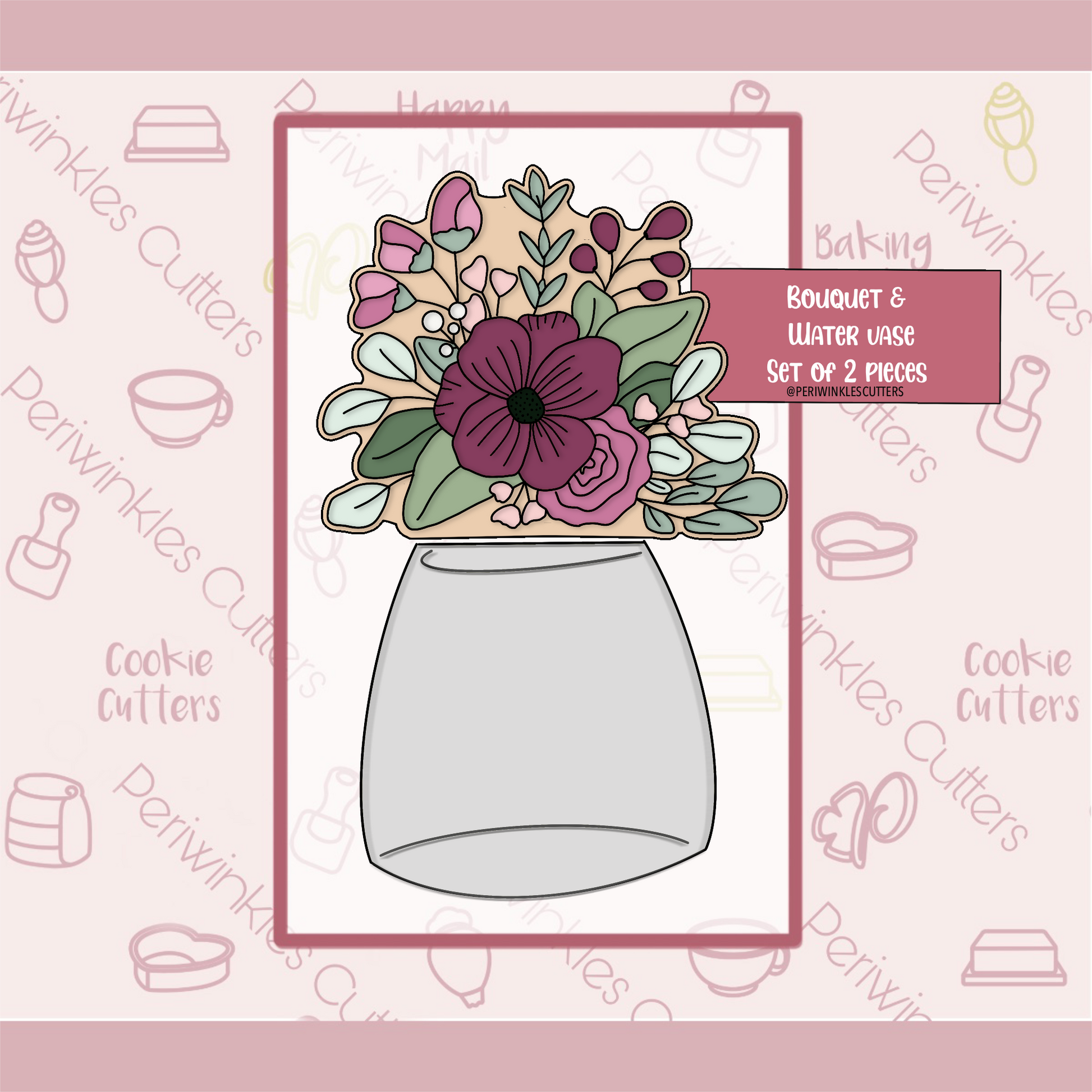 Bouquet Topper - Add on to Set of 2 Cookie Cutter - Periwinkles Cookie Cutters 
