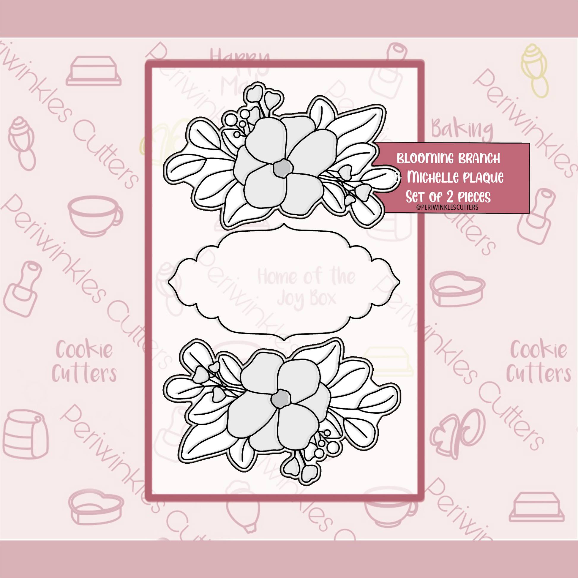 Blooming Branch and Michelle Plaque Set of 2 Cookie Cutter - Periwinkles Cookie Cutters 