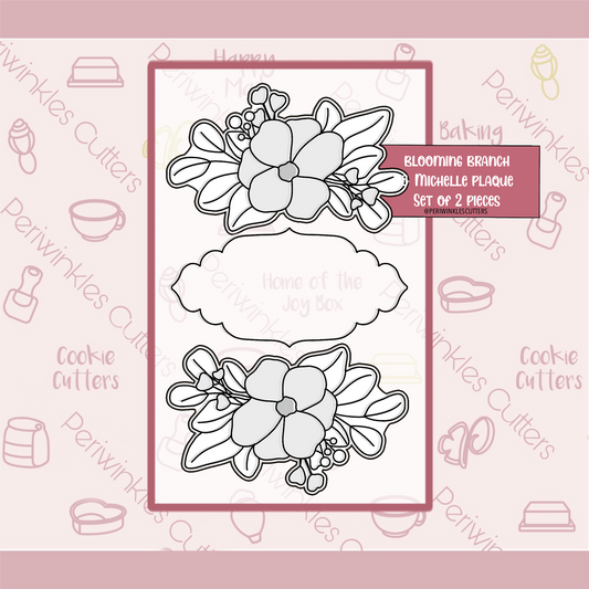 Blooming Branch and Michelle Plaque Set of 2 Cookie Cutter - Periwinkles Cookie Cutters 