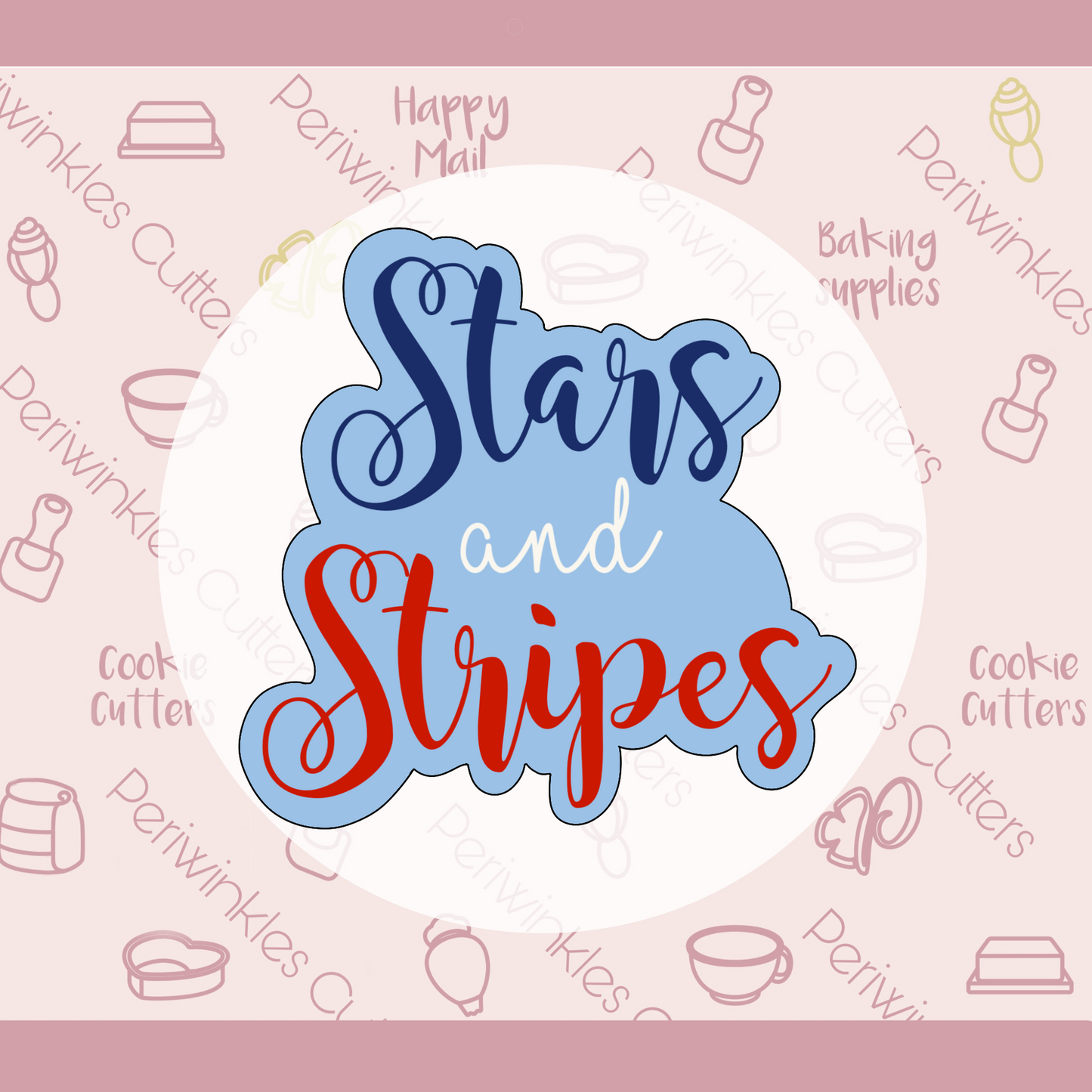 Stars and Stripes Plaque Cookie Cutter - Periwinkles Cookie Cutters 