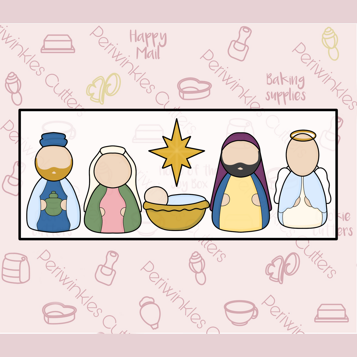 Nativity Scene Set of 10 Tallish Cookie Cutters - Periwinkles Cookie Cutters 