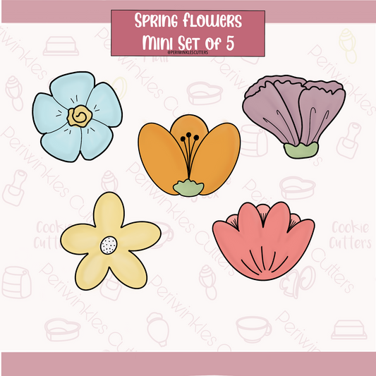 Spring Flowers Set of 5 Cookie Cutter - Periwinkles Cookie Cutters 