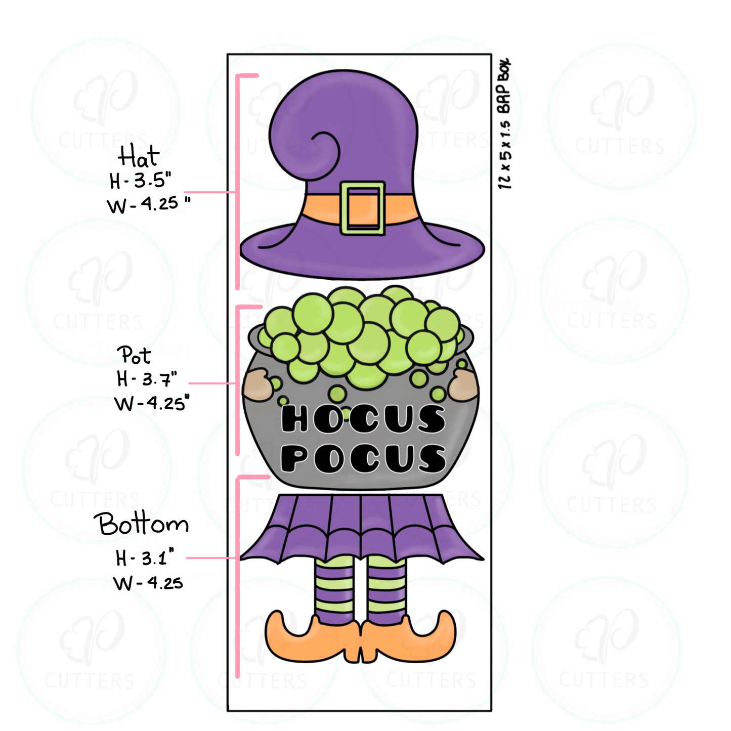 Witch Girl 3 Pieces Set Cookie Cutter - Periwinkles Cookie Cutters
