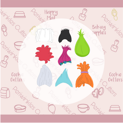 Fun Color Hair Cookie Cutters - Periwinkles Cookie Cutters 