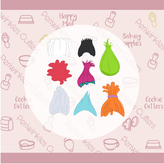 Fun Color Hair Cookie Cutters - Periwinkles Cookie Cutters 