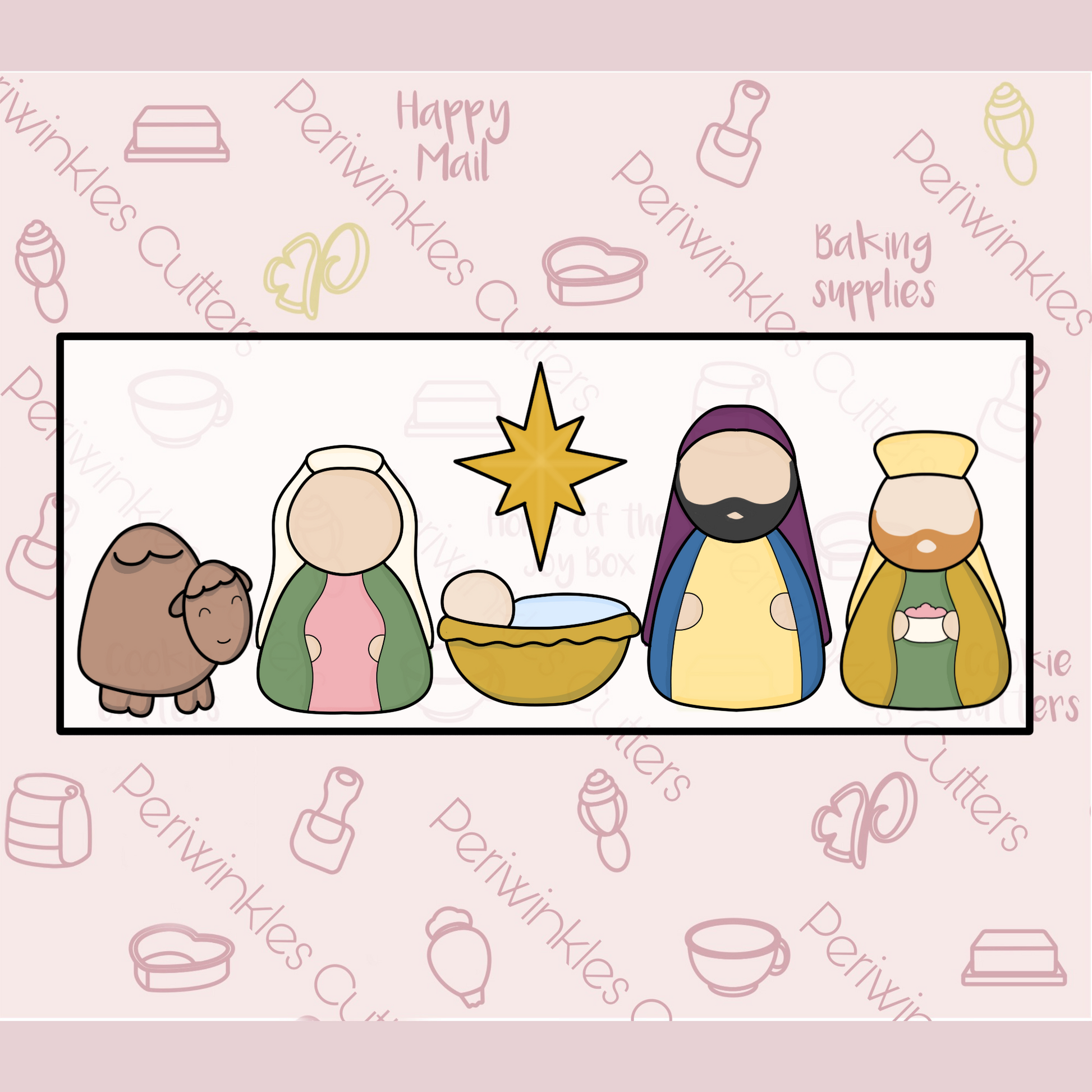Nativity Scene Set of 10 Tallish Cookie Cutters - Periwinkles Cookie Cutters 