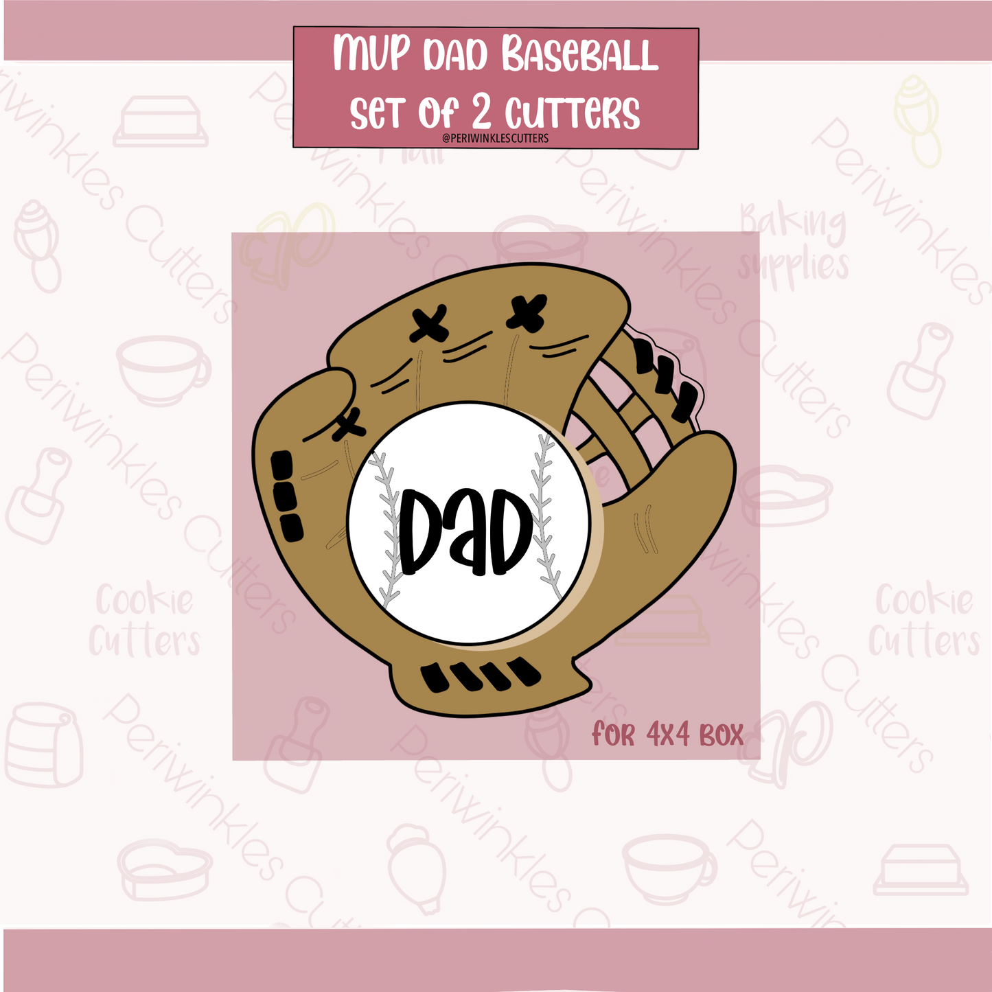 Baseball MVP Dad Set of 2 Cookie Cutter - Periwinkles Cookie Cutters 