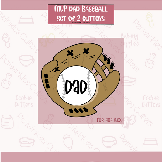Baseball MVP Dad Set of 2 Cookie Cutter - Periwinkles Cookie Cutters 