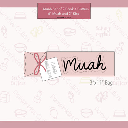 Kiss and Muah Skinny Lettering Set of 2 Cookie Cutter - Periwinkles Cutters