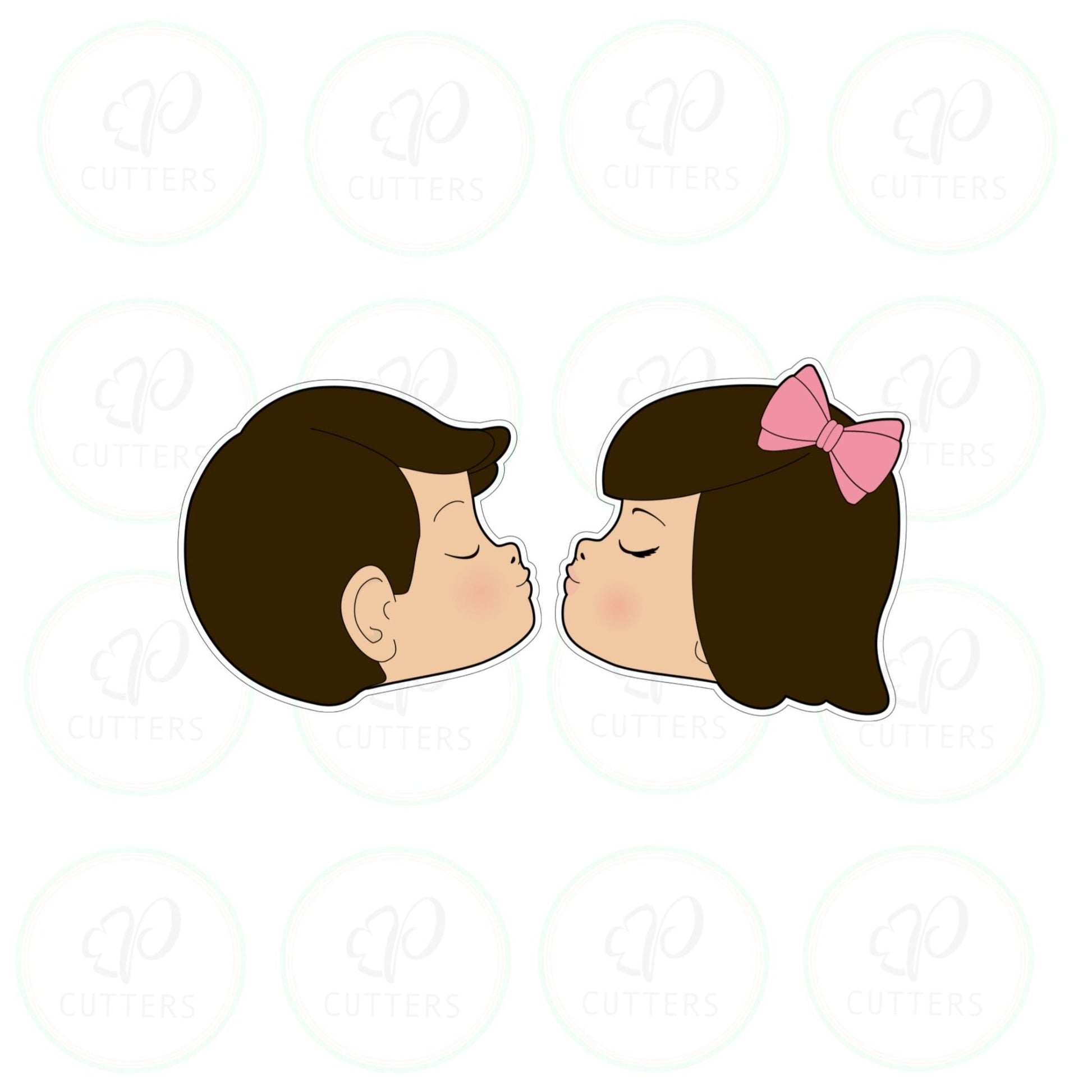 Kissing Girl Head Cookie Cutter - Periwinkles Cutters