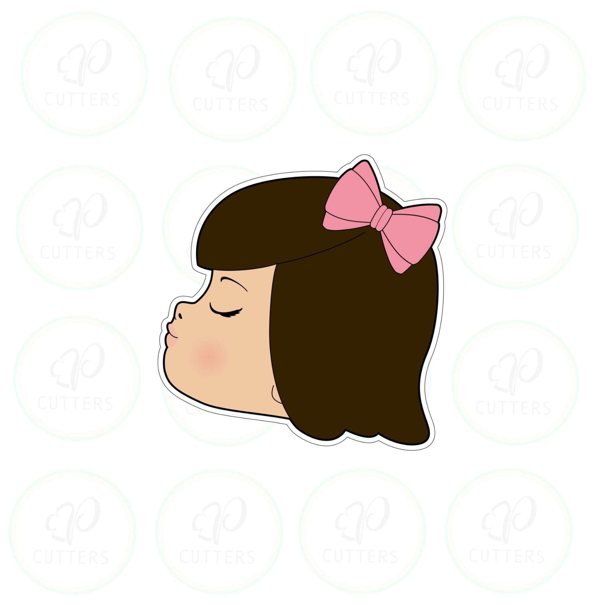 Kissing Girl Head Cookie Cutter - Periwinkles Cutters