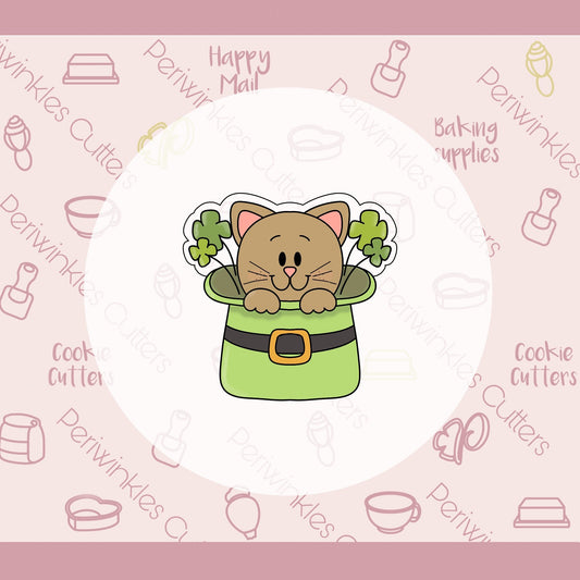 Kitty in the Leprechaun Hat Cookie Cutter - Periwinkles Cutters