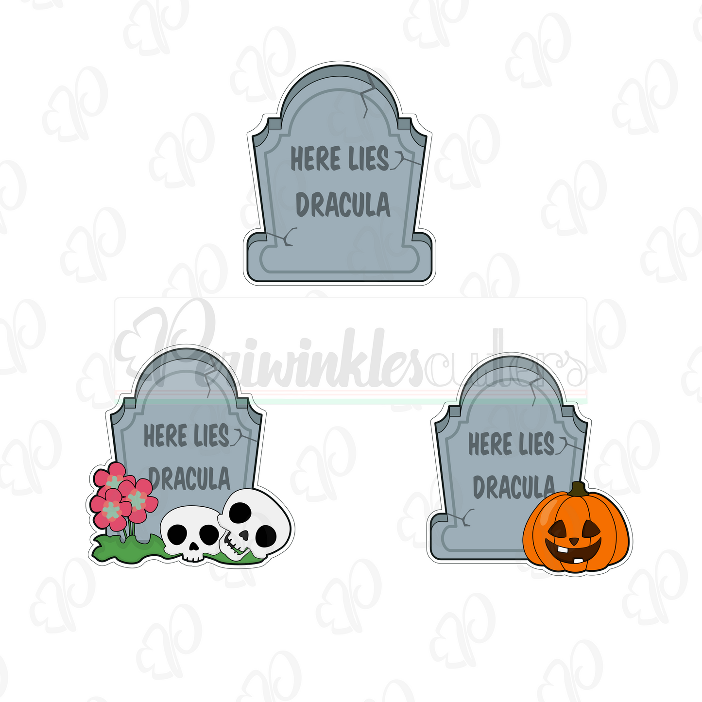 Tombstone with Skulls Cookie Cutters - Periwinkles Cookie Cutters 