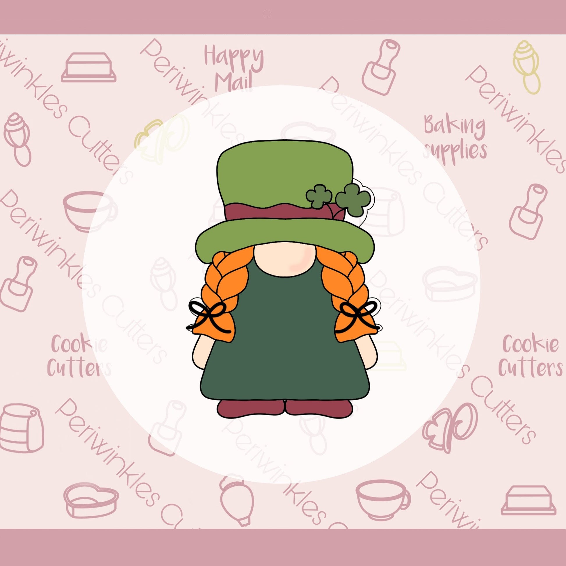 Leprechaun Gnome Girl Cookie Cutter - Periwinkles Cutters