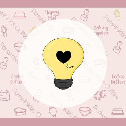 Light Bulb Cut Out Heart Cookie Cutter - Periwinkles Cutters