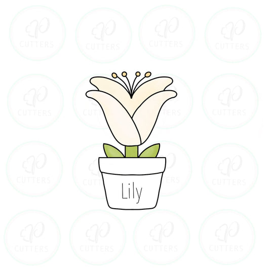 Lily Flower in a Pot Cookie Cutter - Periwinkles Cutters