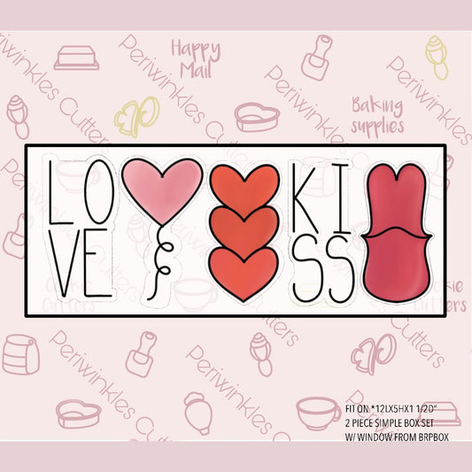 Love and Kiss Tallish Set of 5 Cookie Cutter - Periwinkles Cutters