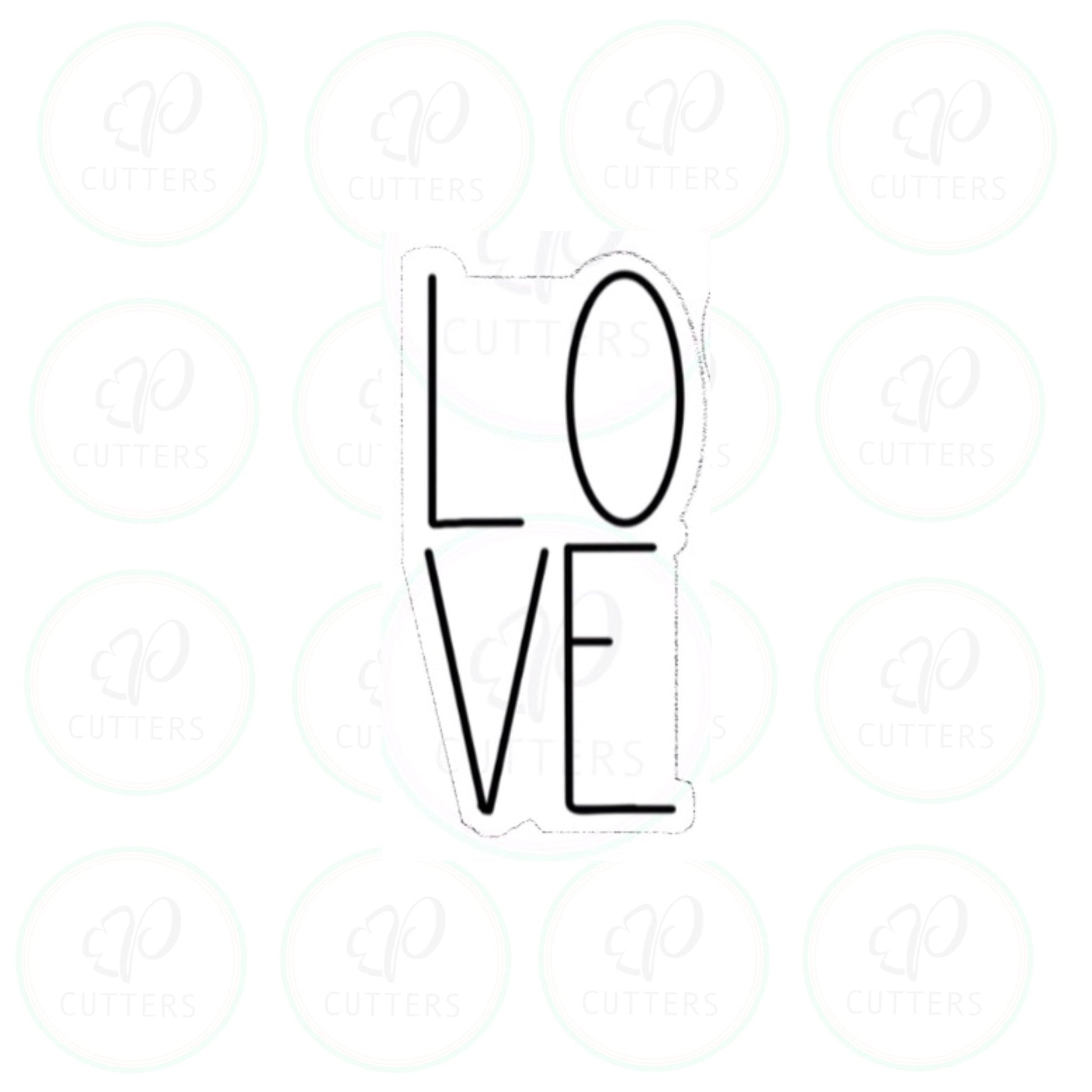 LOVE - Tall Cookie Cutter - Periwinkles Cutters