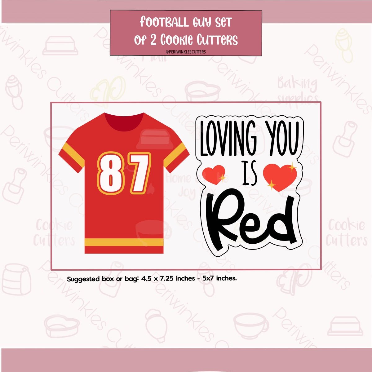 Loving you is Red Set of 2 Cookie Cutter - Periwinkles Cutters Cookie Cutter