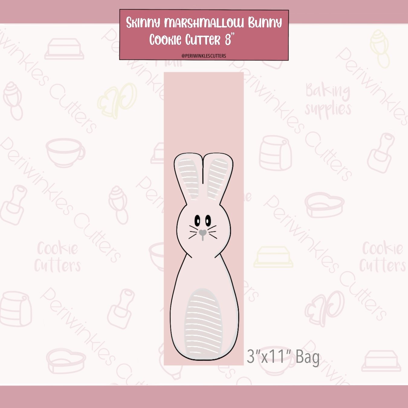 Marshmallow Bunny Long Cookie Cutter - Periwinkles Cutters