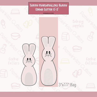 Marshmallow Bunny Long Cookie Cutter - Periwinkles Cutters