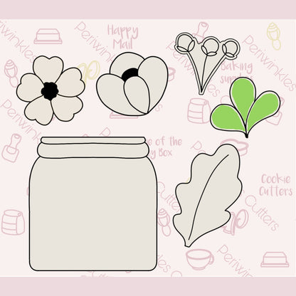 Mason Bouquet 6 pieces Cookie Cutter Set - Periwinkles Cutters