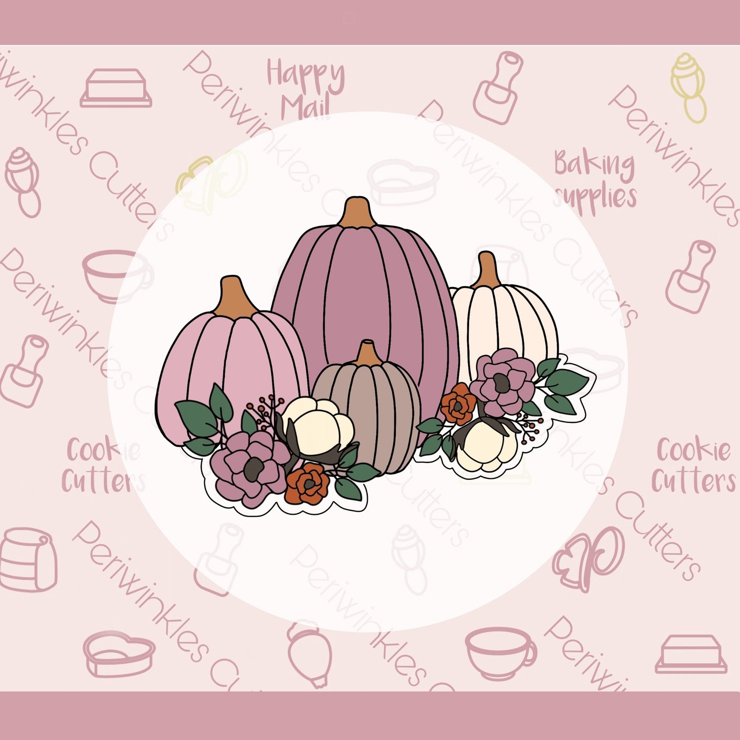 Mauve Floral Harvest Cookie Cutter - Periwinkles Cutters