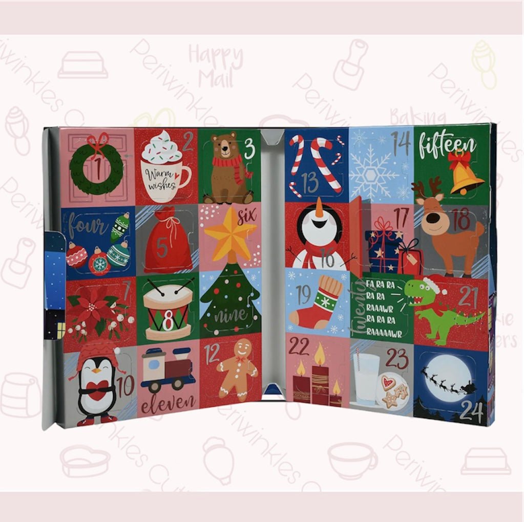 Merry Christmas 24 Mini Advent Calendar Cookie Cutters - Periwinkles Cutters