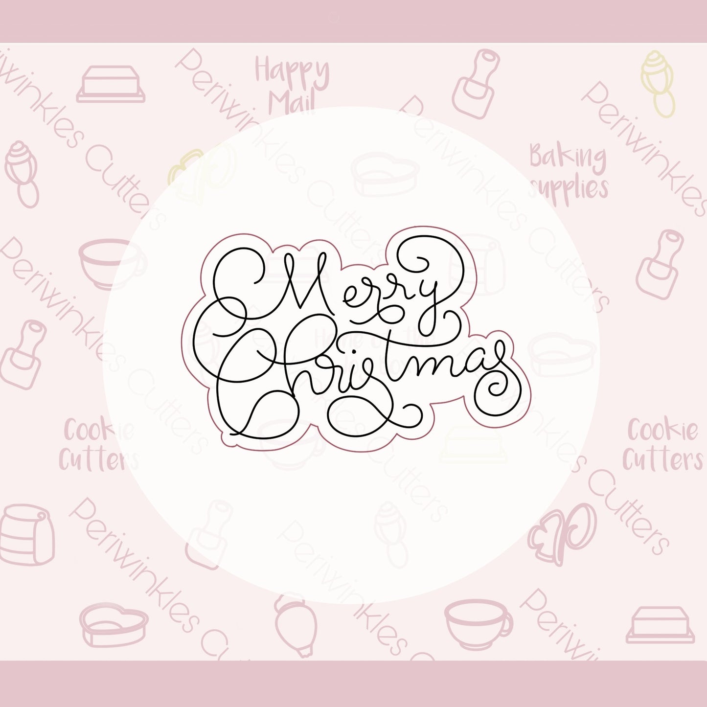 Merry Christmas Lettering Plaque 2020 Cookie Cutter - Periwinkles Cutters