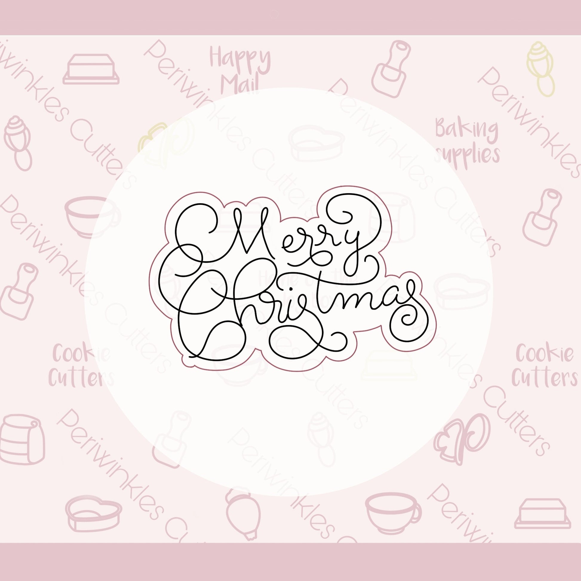 Merry Christmas Lettering Plaque 2020 Cookie Cutter - Periwinkles Cutters