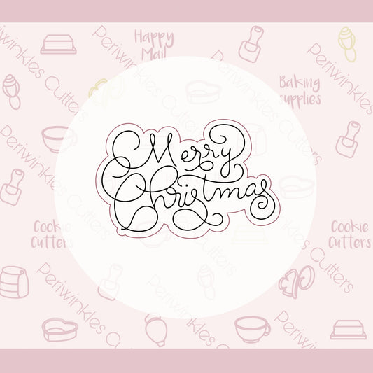 Merry Christmas Lettering Plaque 2020 Cookie Cutter - Periwinkles Cutters