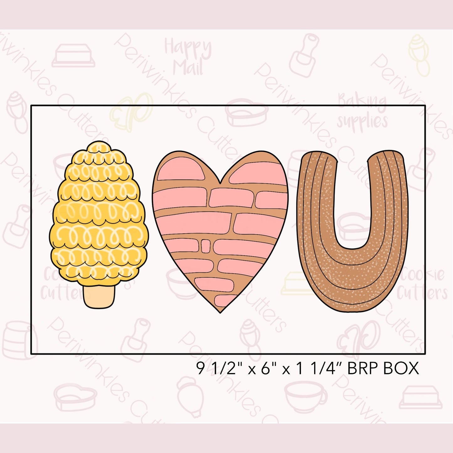Mexican I Love U 3 Pieces Set Cookie Cutter - Periwinkles Cutters