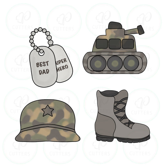 Military Dad Set Cookie Cutter - Periwinkles Cutters