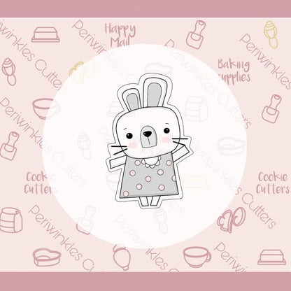 Modern Bunny Girl Cookie Cutter - Periwinkles Cutters
