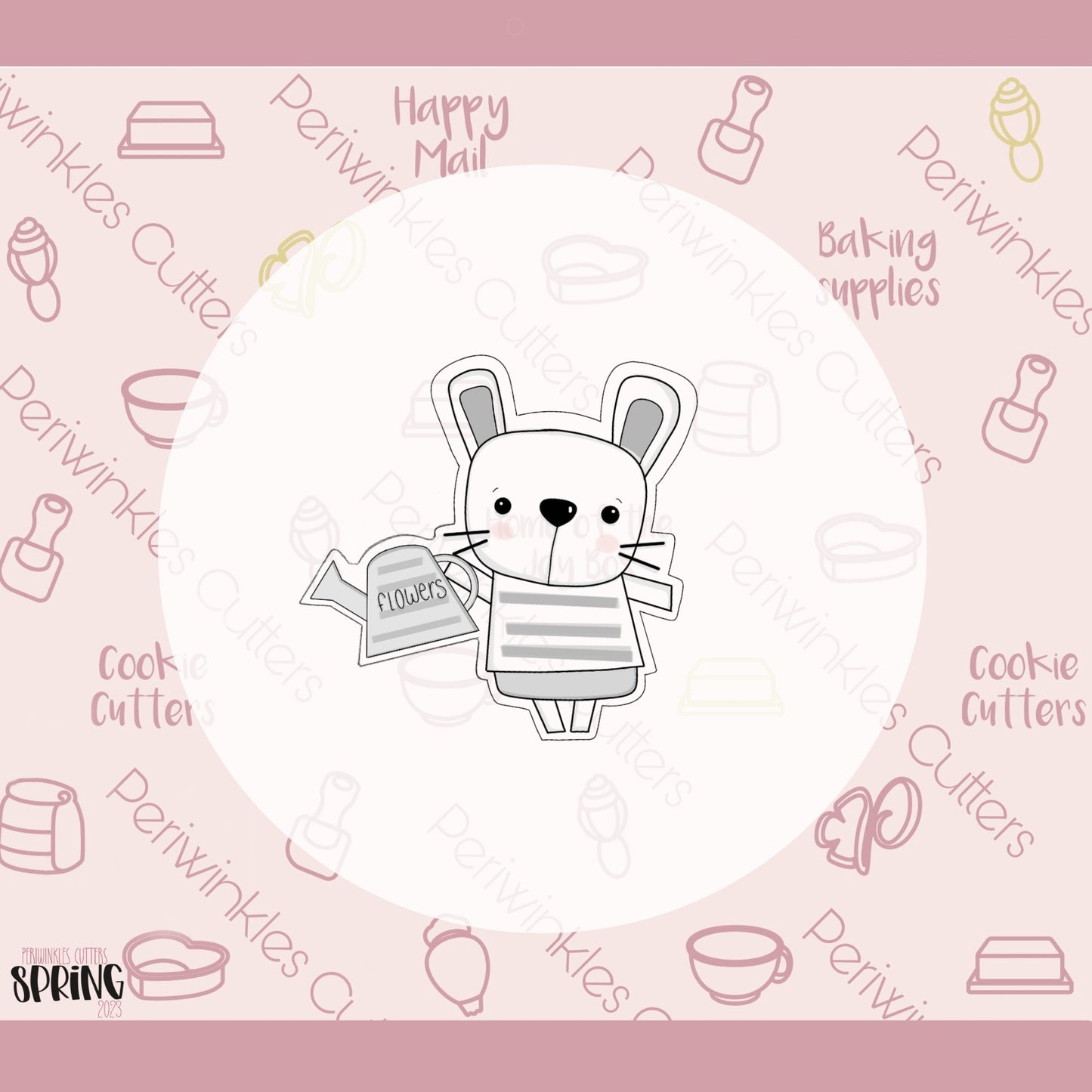 Modern Bunny Watering Can Cookie Cutter - Periwinkles Cutters