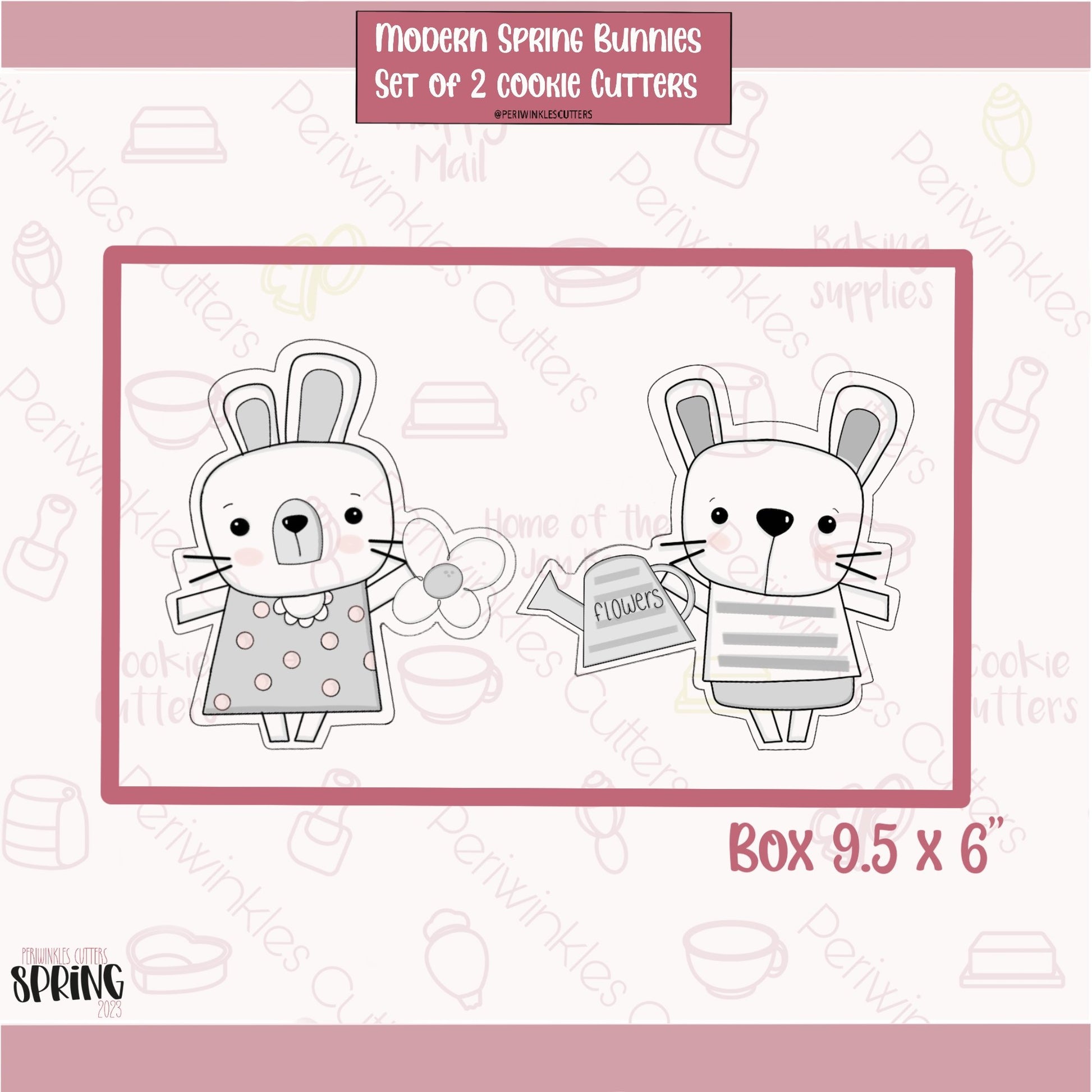 Modern Bunny Watering Can Cookie Cutter - Periwinkles Cutters