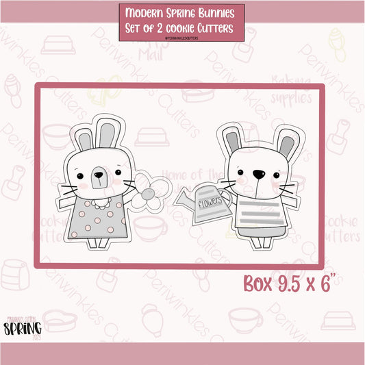 Modern Bunny Watering Can Cookie Cutter - Periwinkles Cutters