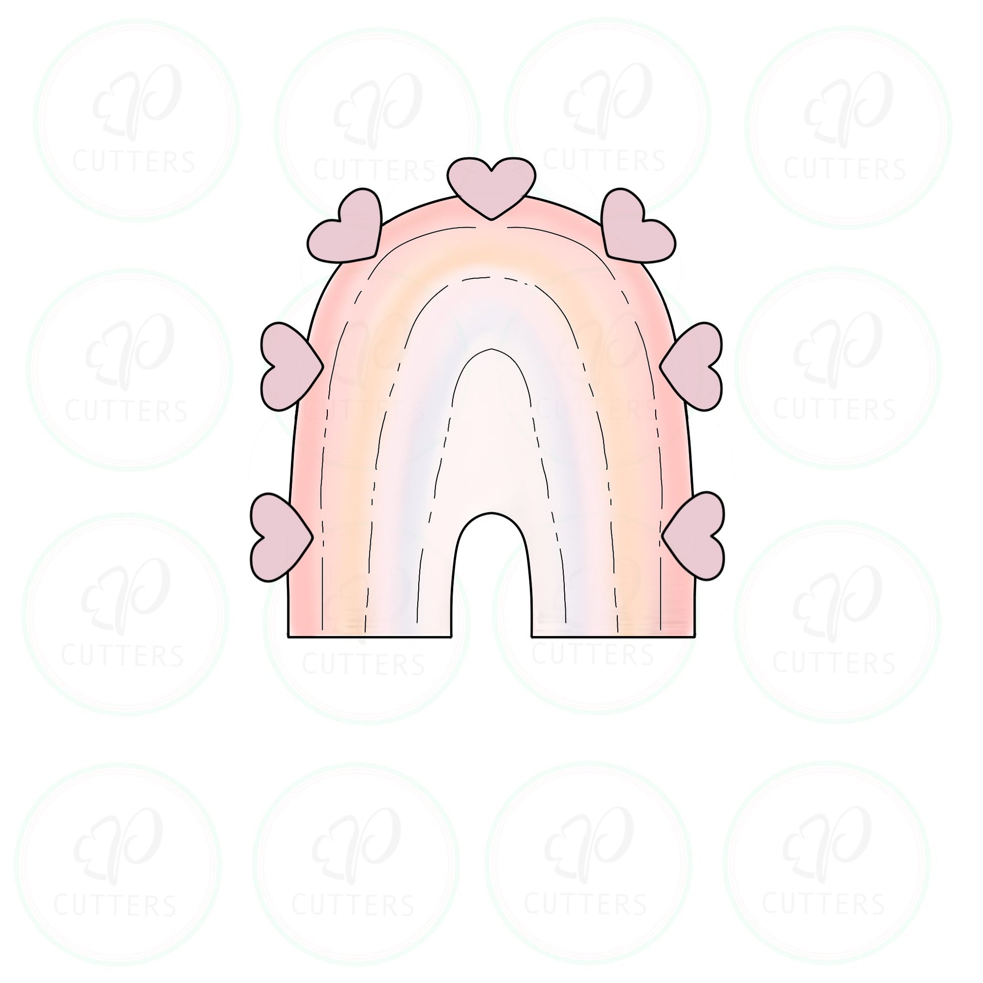 Modern Heart Rainbow Cookie Cutter - Periwinkles Cutters