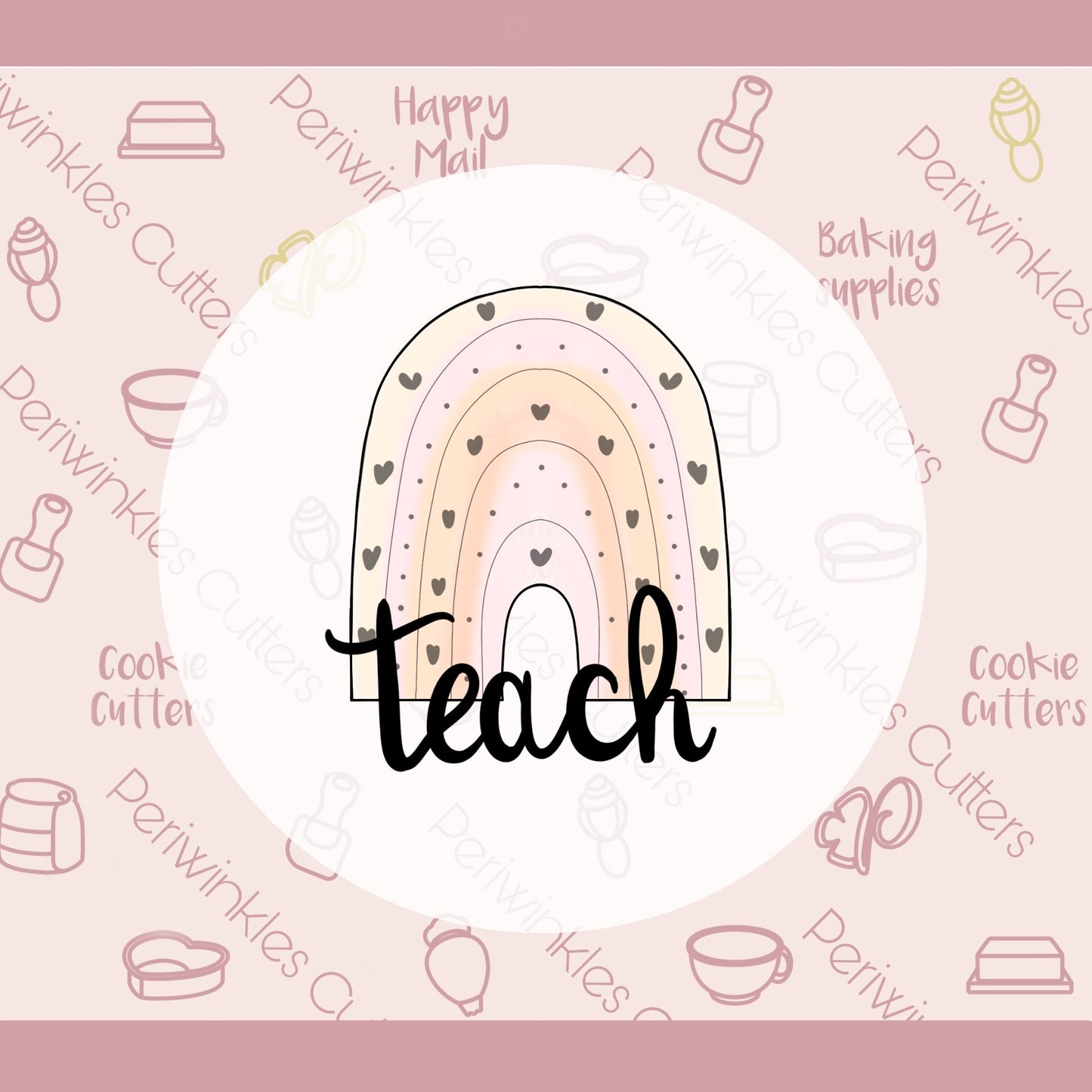 Modern Rainbow Teacher Trio Cookie Cutter - Periwinkles Cutters