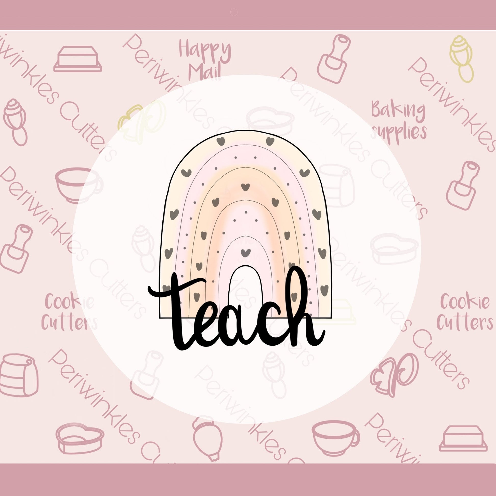 Modern Rainbow Teacher Trio Cookie Cutter - Periwinkles Cutters